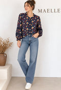 Blouse bleu marine/imprimé fleurs