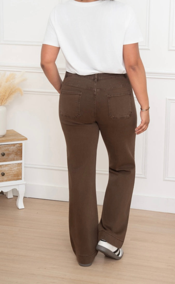 Jean wide leg chocolat