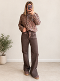 Jean wide leg chocolat ceinturé liberty