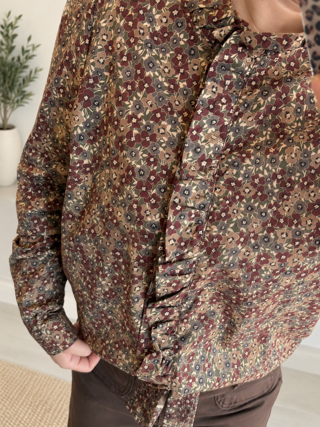 Chemise Liberty kaki/beige/bordeaux