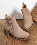 Bottines Taupe détail léopard