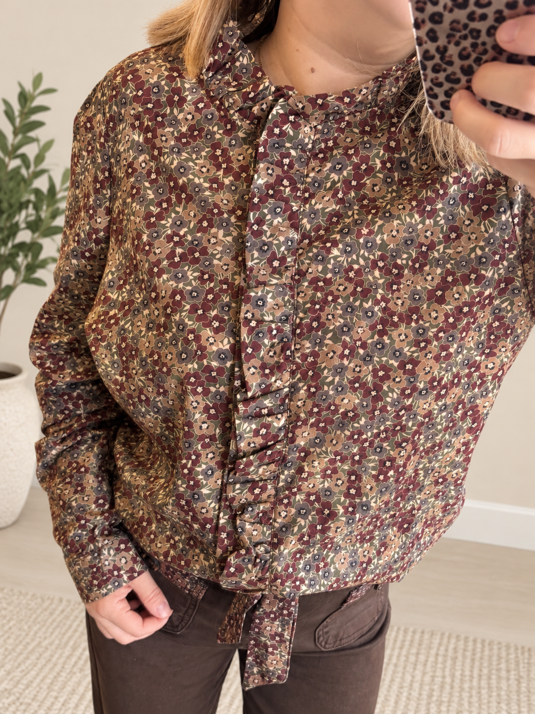 Chemise Liberty kaki/beige/bordeaux