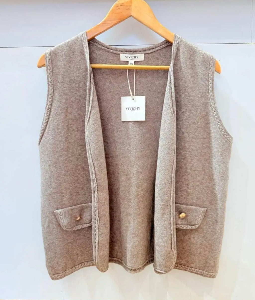 Gilet sans manches taupe