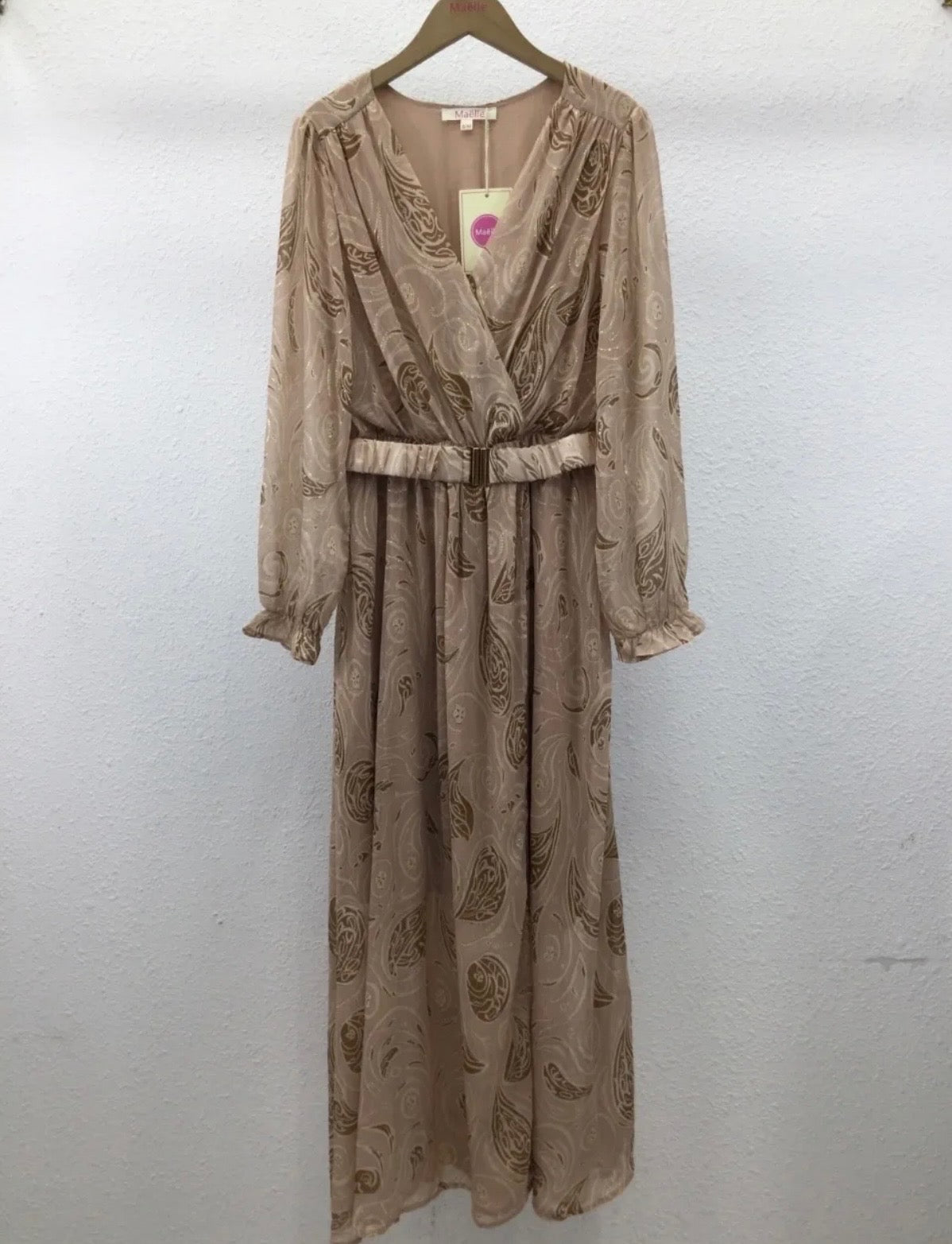 Robe longue beige/chocolat
