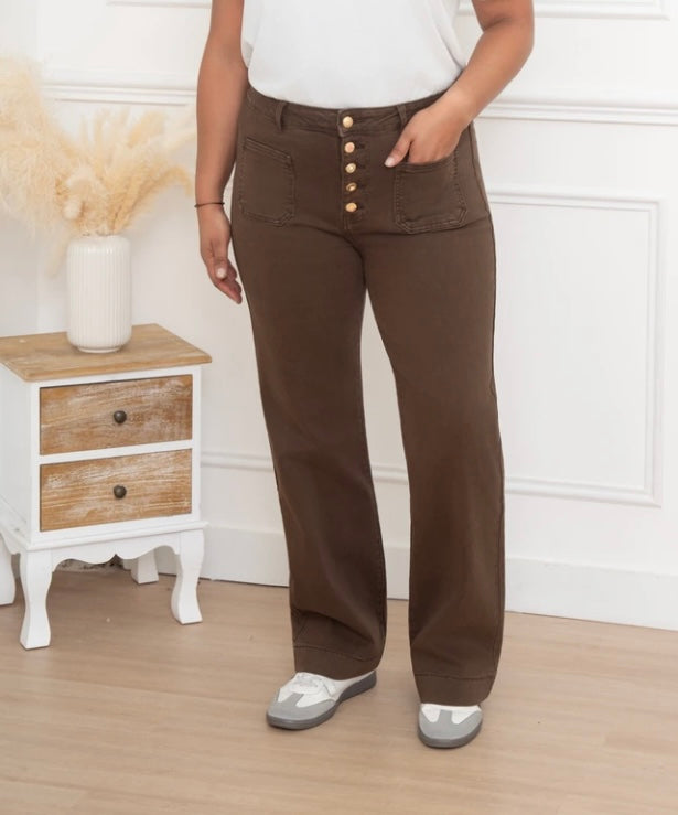 Jean wide leg chocolat