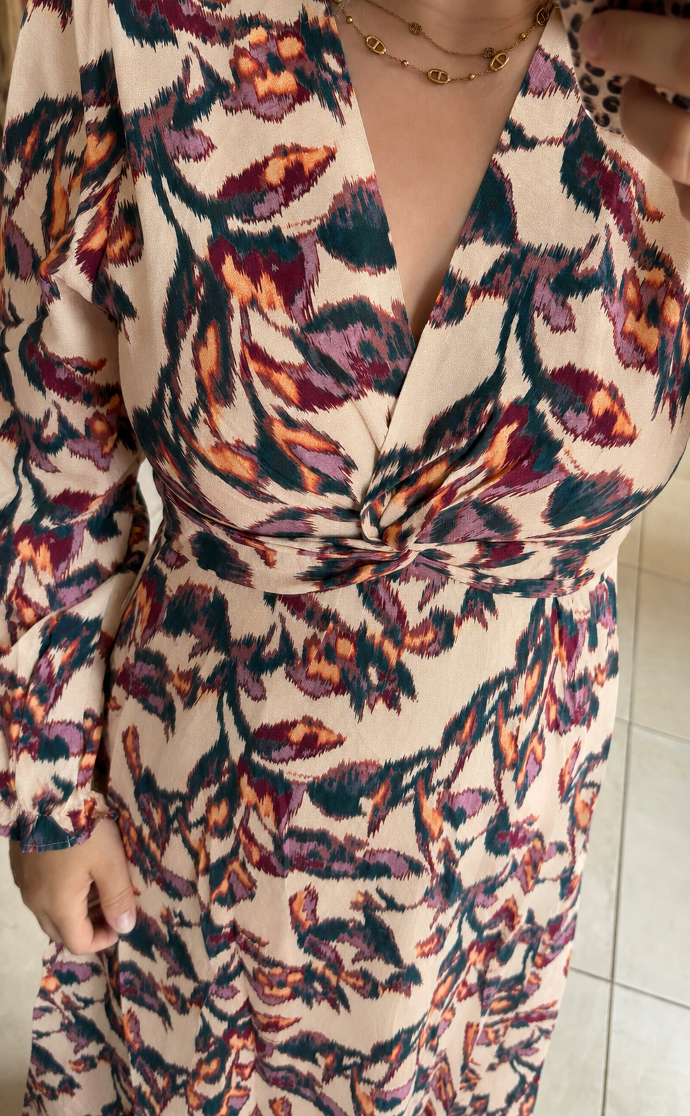 Robe longue écru imprimé