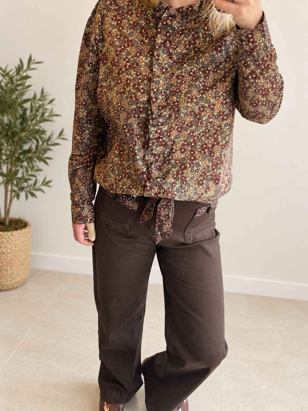 Chemise Liberty kaki/beige/bordeaux