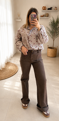 Jean wide leg chocolat