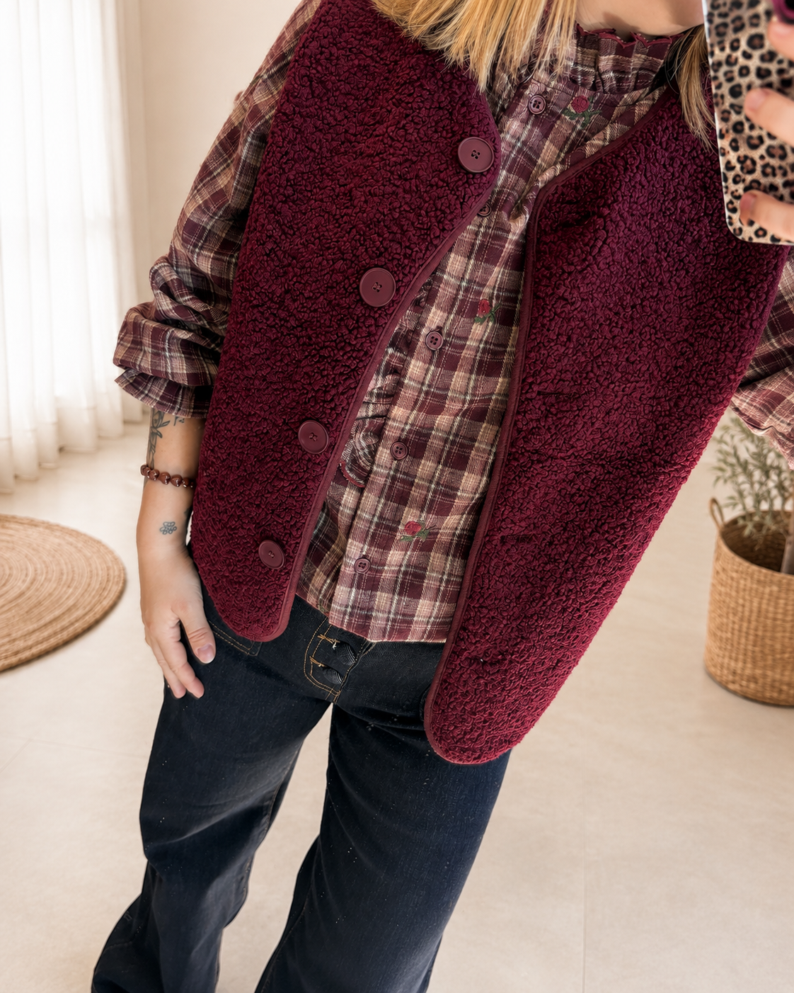 Gilet sans manches bordeaux