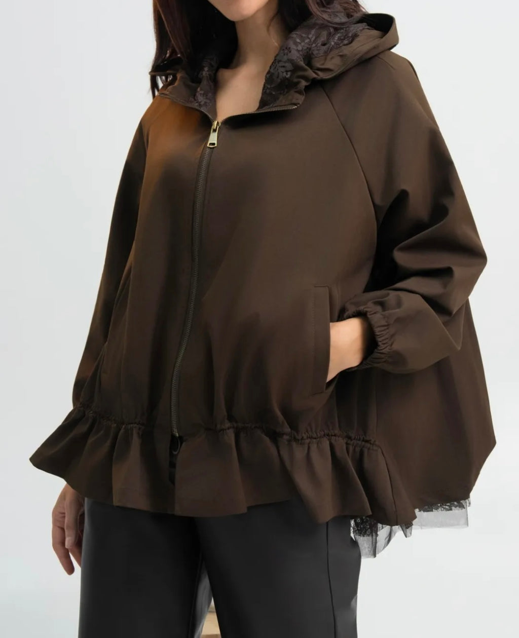 Veste légère style trench chocolat