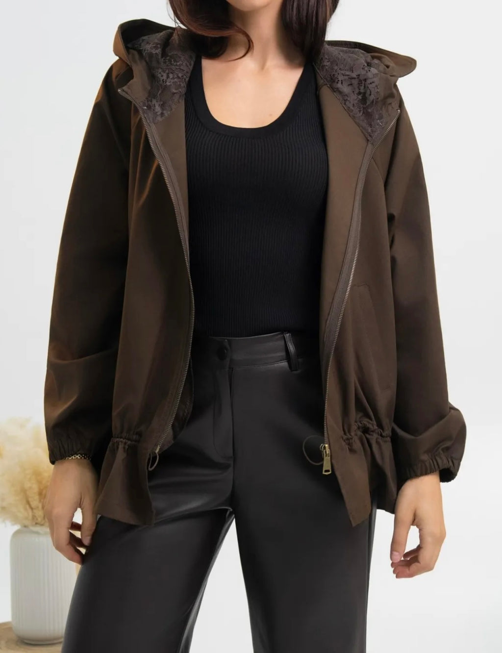 Veste légère style trench chocolat