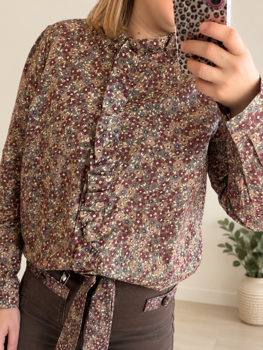 Chemise Liberty kaki/beige/bordeaux