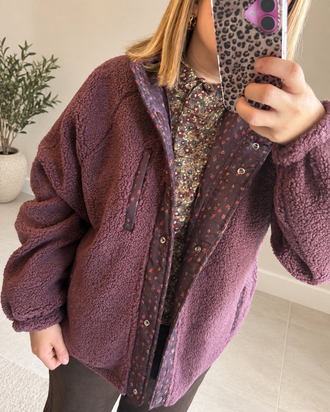 Veste polaire prune réversible Liberty