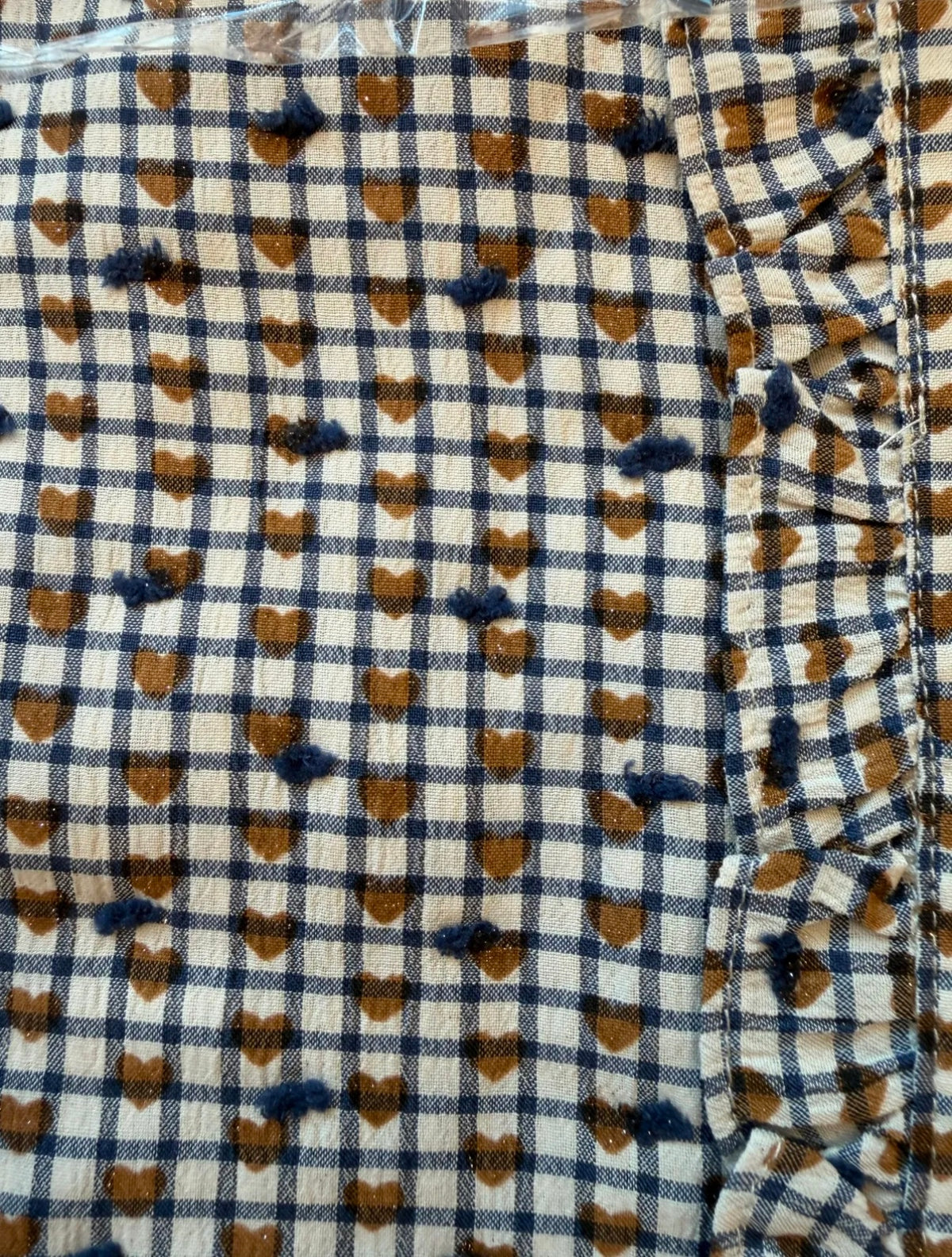 Chemise à carreaux cœurs camel