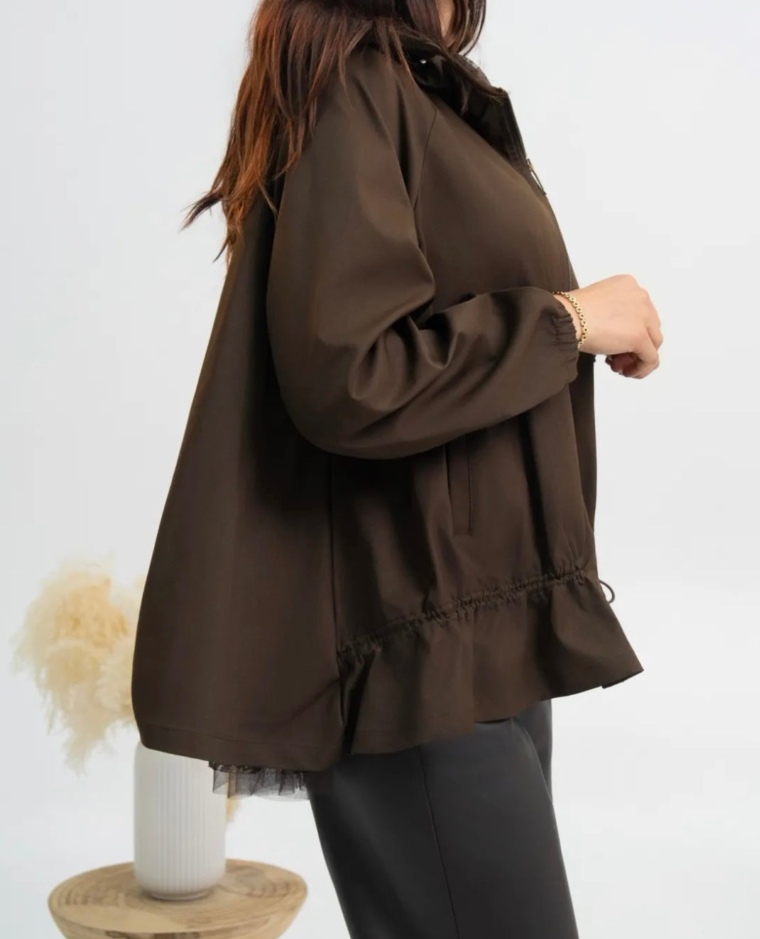 Veste légère style trench chocolat