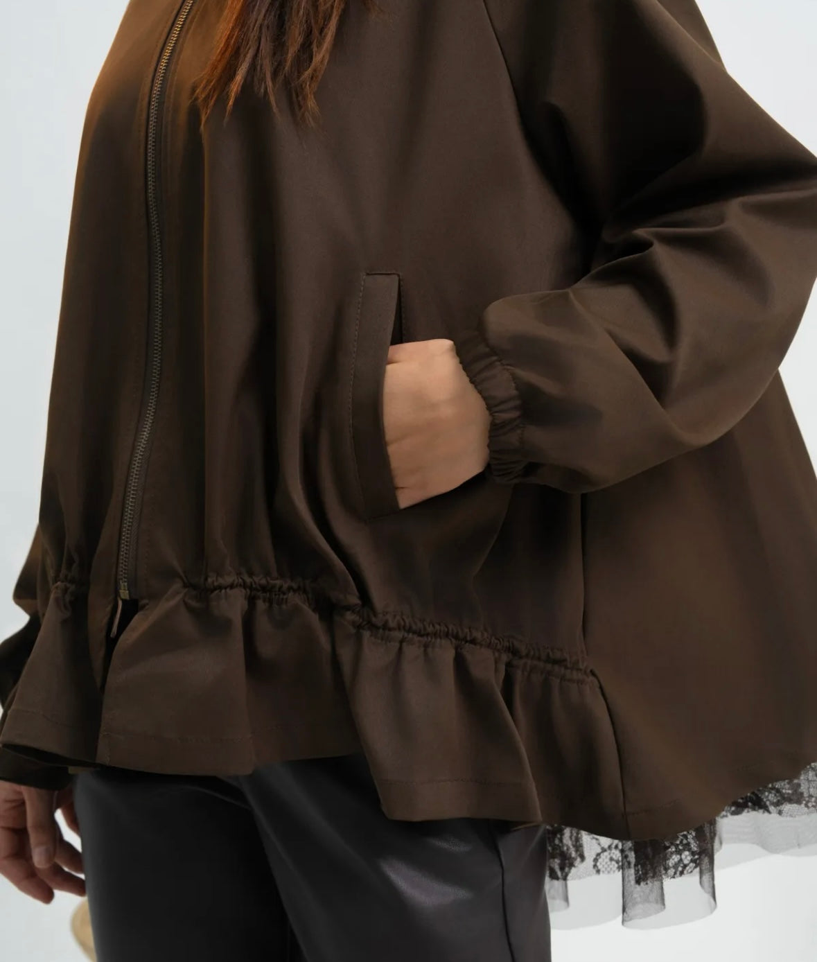 Veste légère style trench chocolat