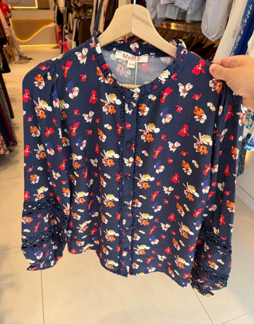 Blouse bleu marine/imprimé fleurs