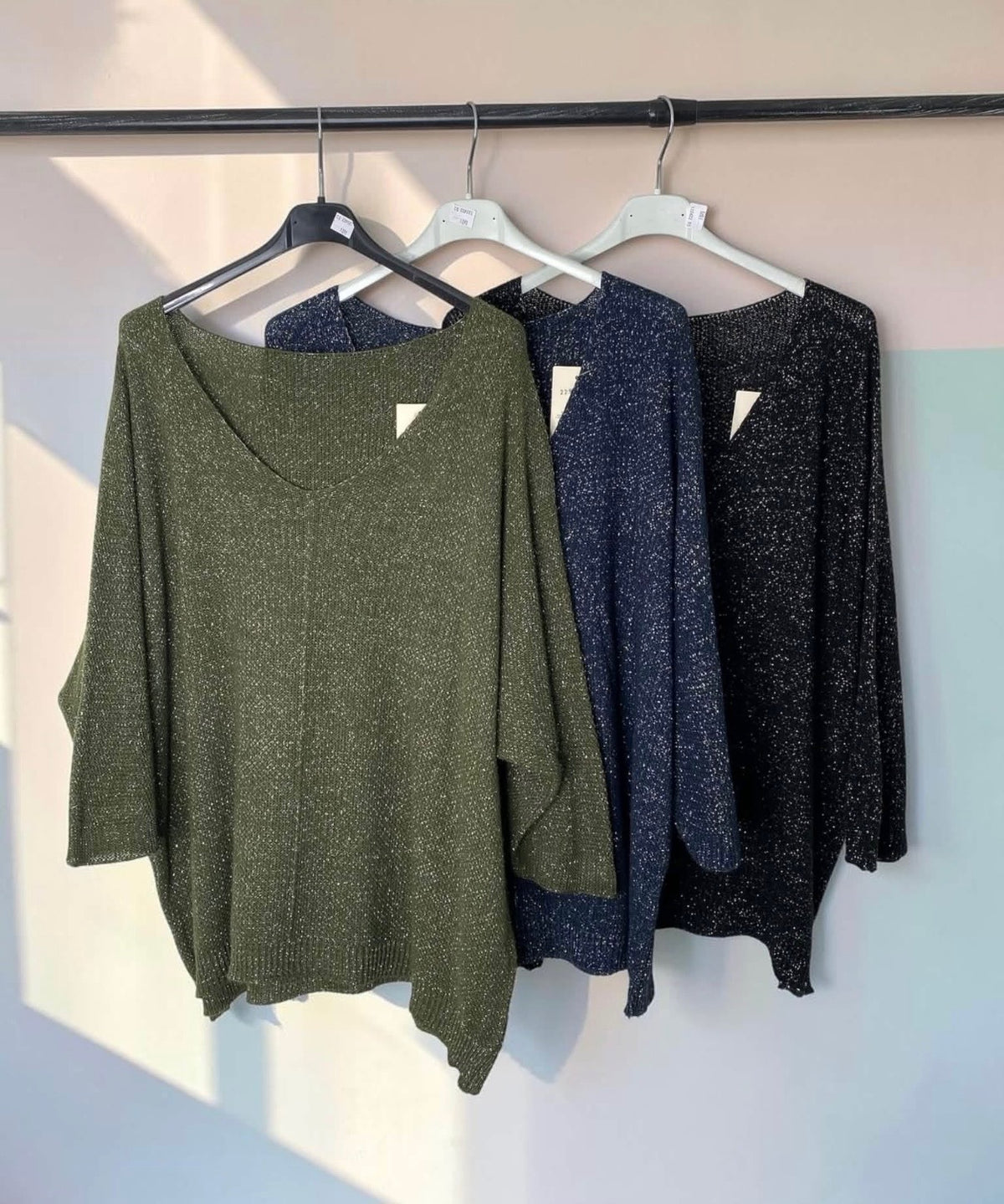 Pull manches 3/4 pailleté
