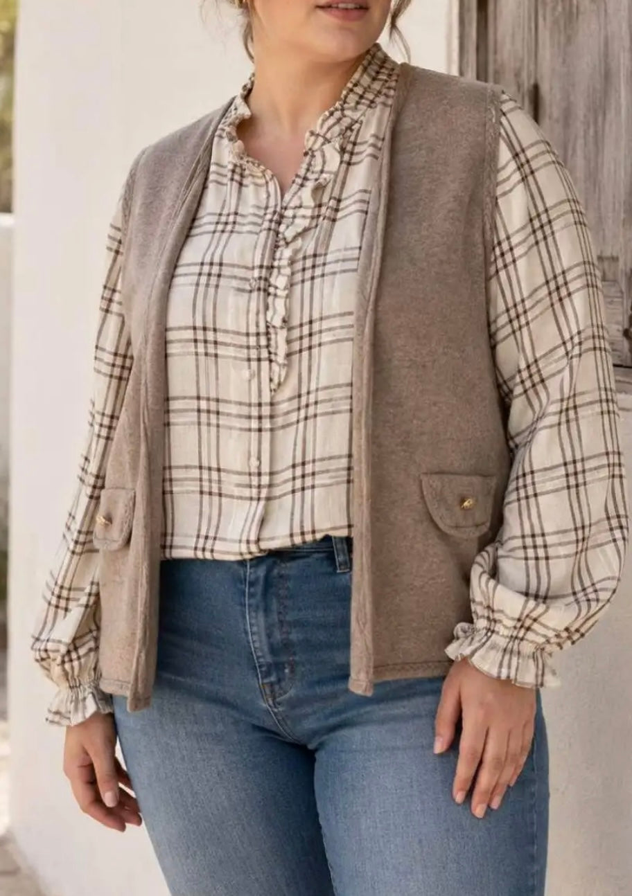Gilet sans manches taupe