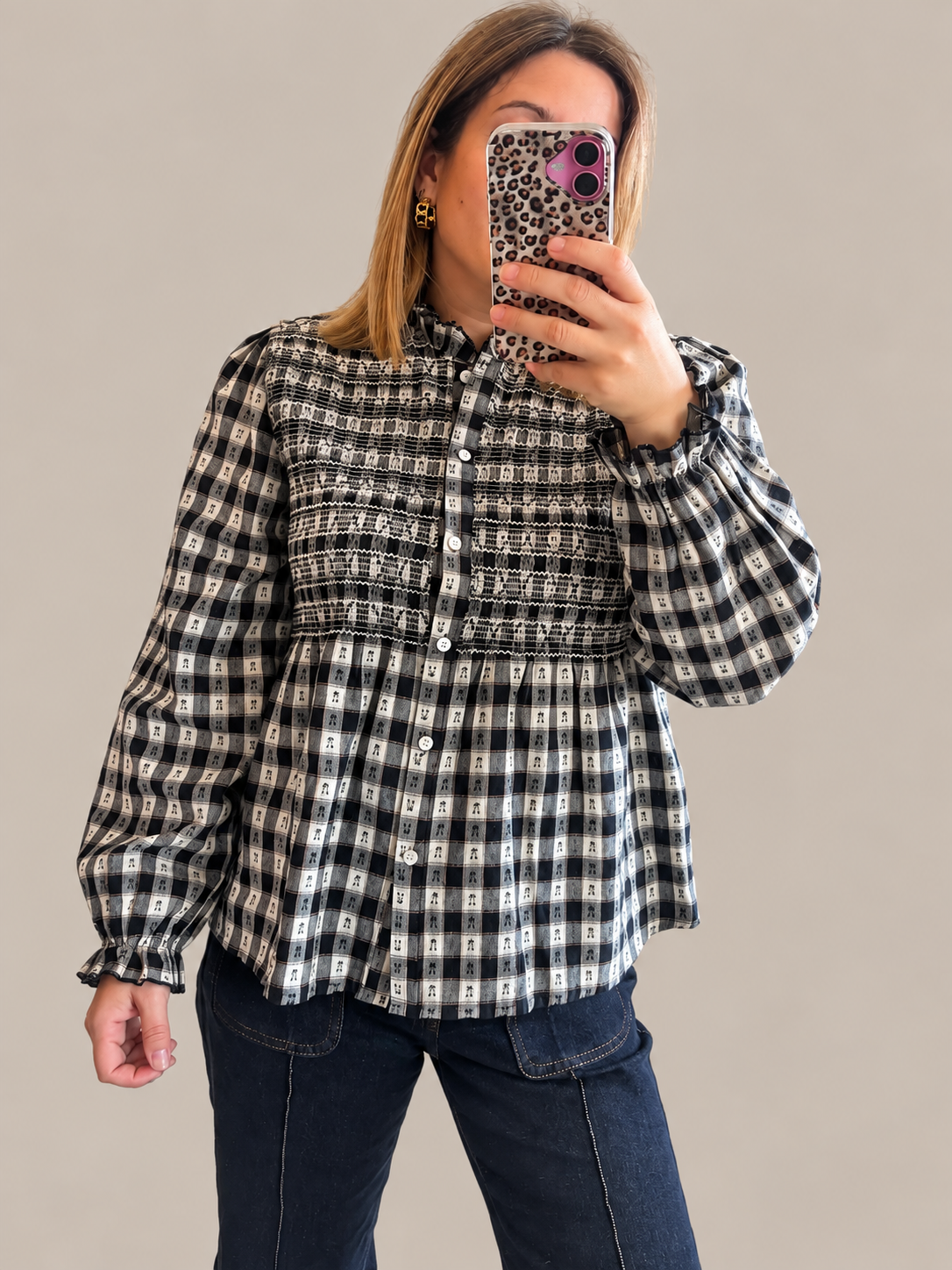 Chemise à carreaux bleu marine