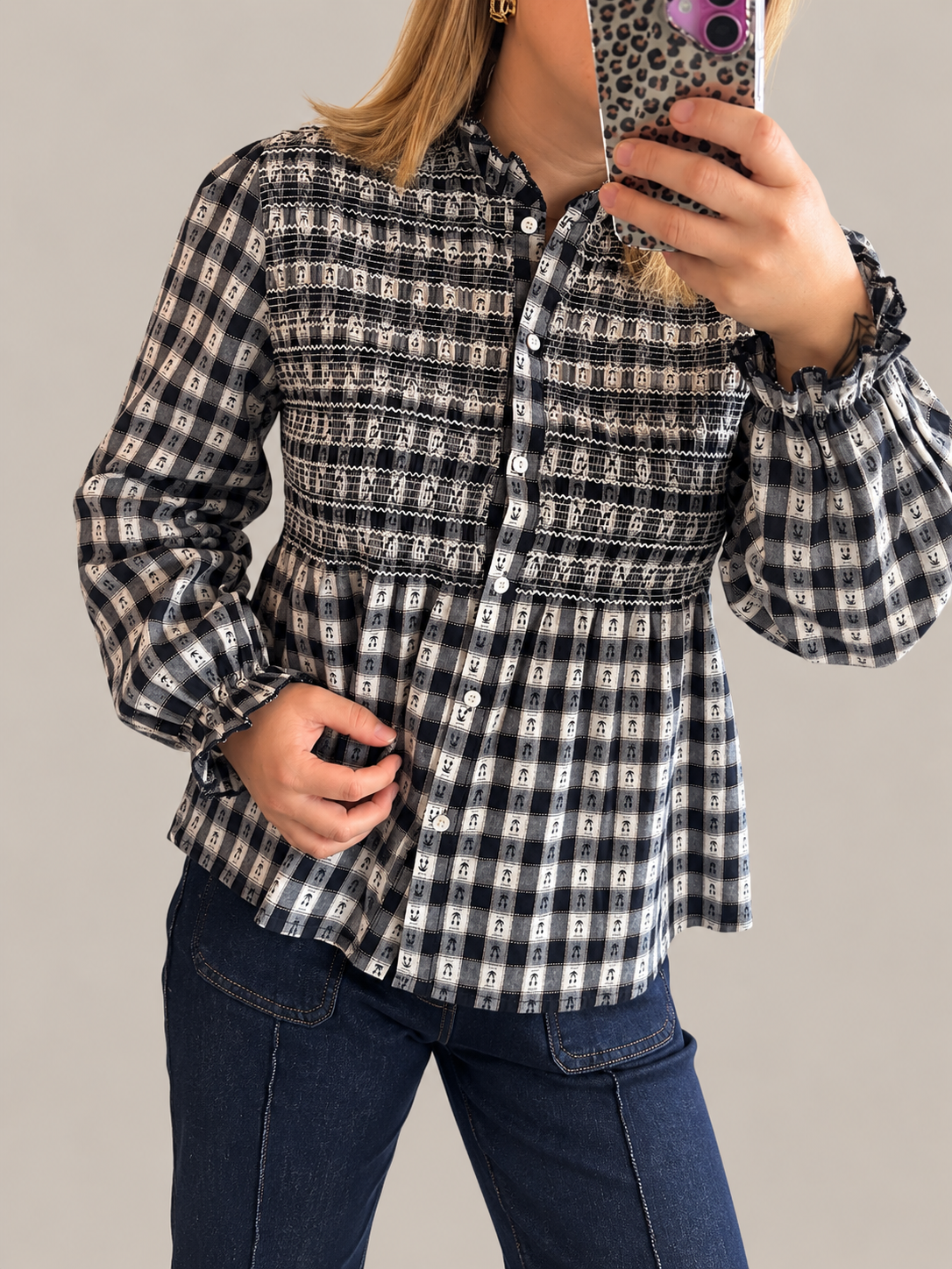 Chemise à carreaux bleu marine