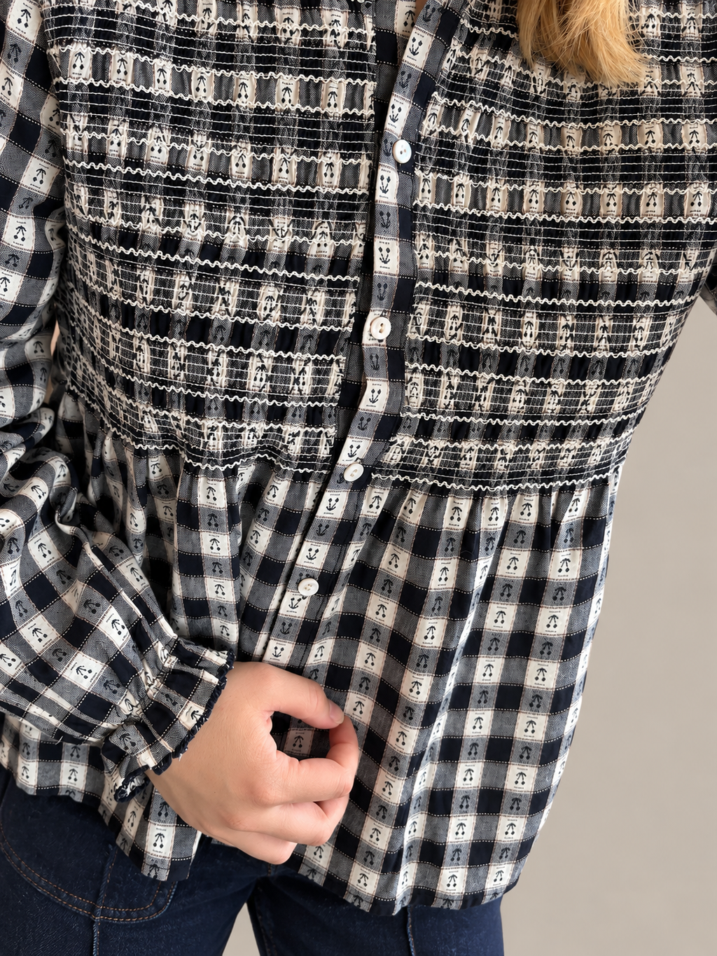 Chemise à carreaux bleu marine