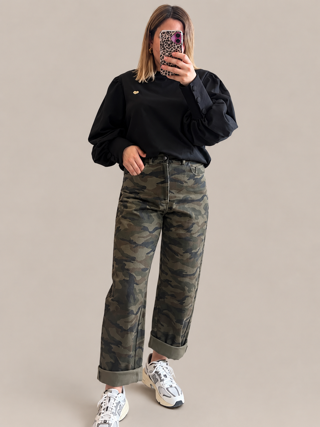 Pantalon kaki militaire coupe ballon