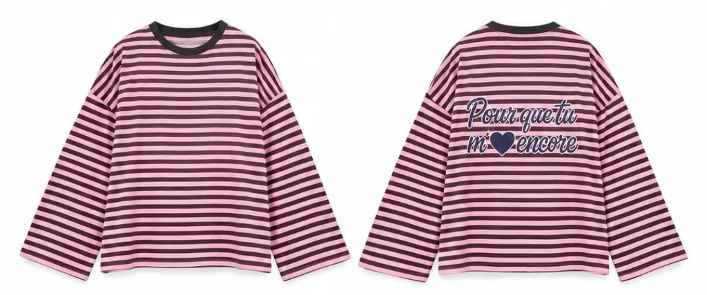 Tee shirt rayé broderies au dos   issues de la chanson de Céline Dion “Pour que tu m’aimes encore”